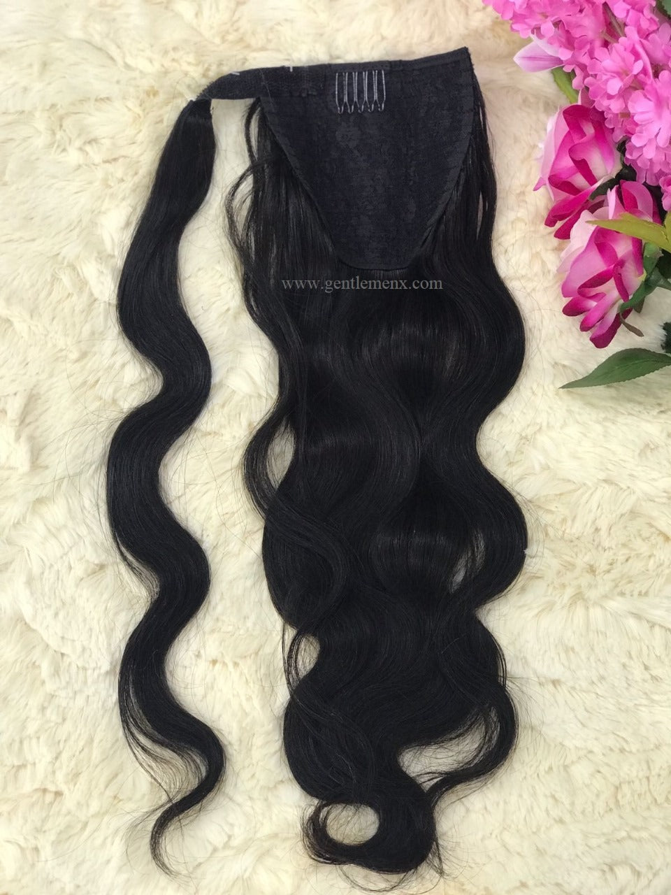 TGX Arnomeda 16''-18'' 100% Remy Human Hair Ponytail Extensions 110g Natural 1B Body Wave