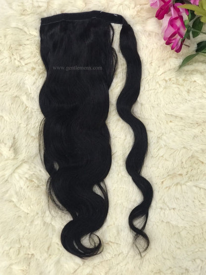 TGX Arnomeda 16''-18'' 100% Remy Human Hair Ponytail Extensions 110g Natural 1B Body Wave