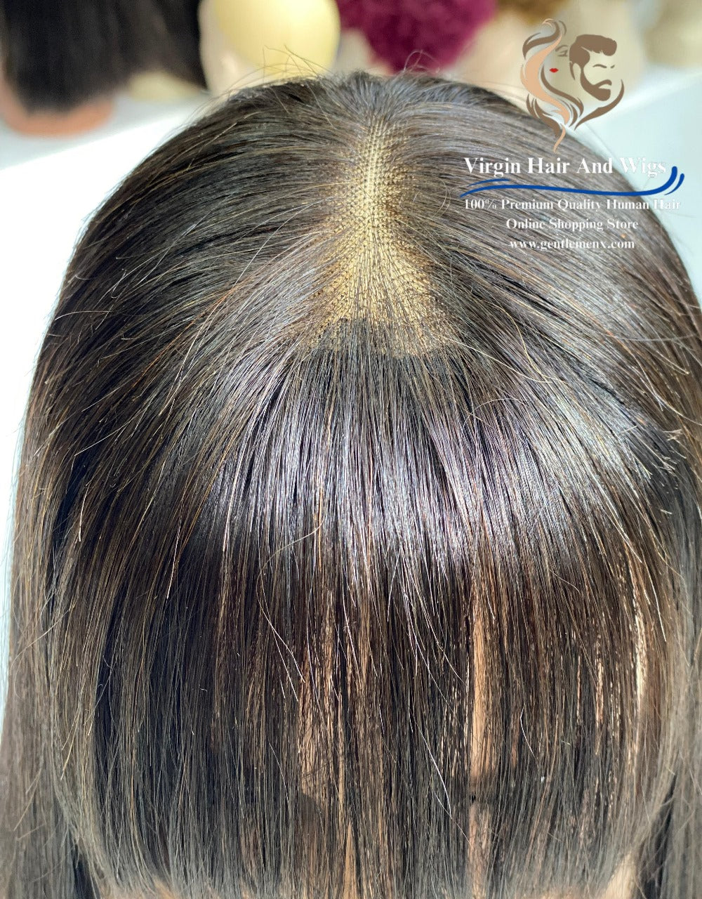 2X4 Lace Fringe Wig For Women 100% Human Hair Wigs With Bang straight 22'' Natural 1B