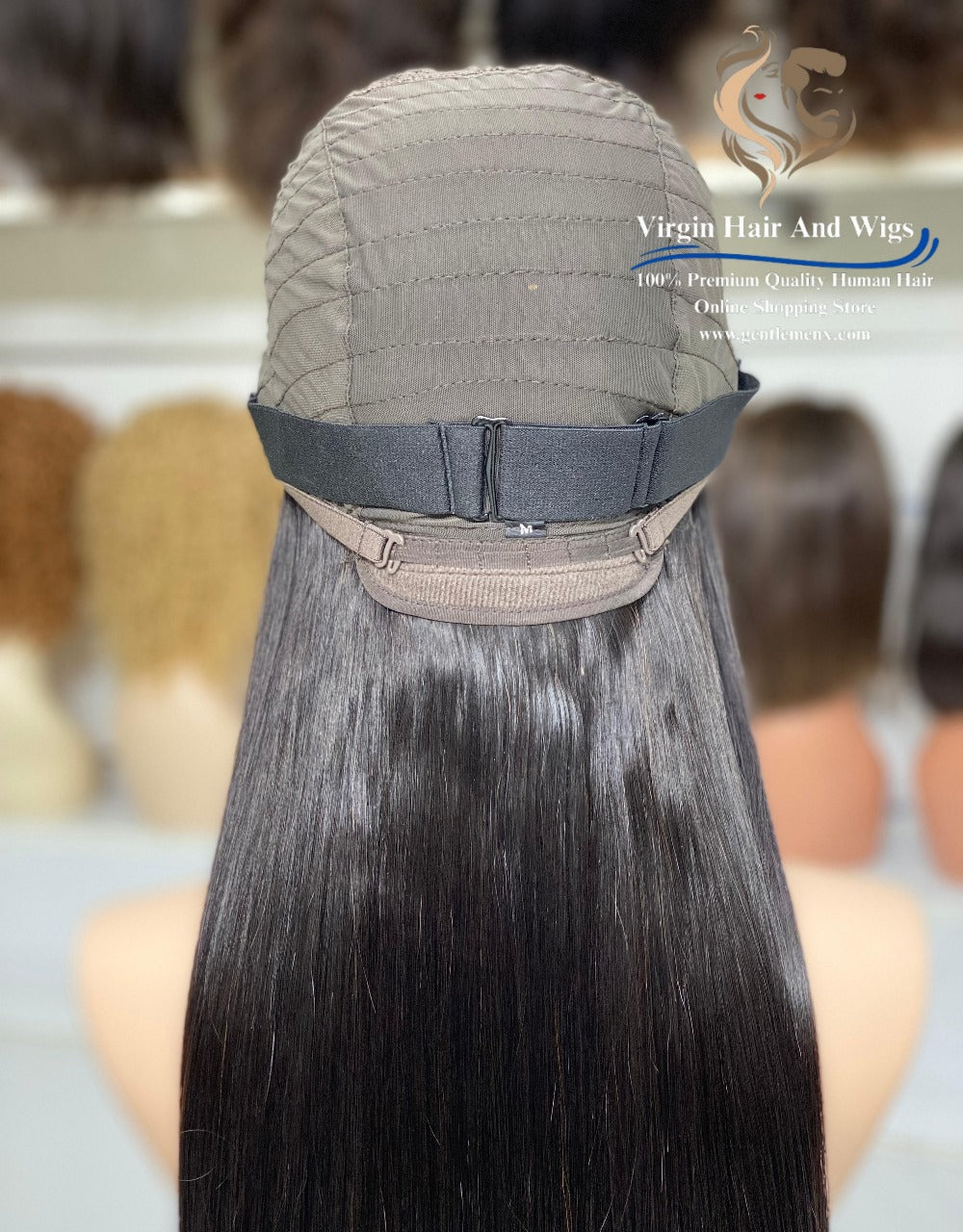 2X4 Lace Fringe Wig For Women 100% Human Hair Wigs With Bang straight 22'' Natural 1B