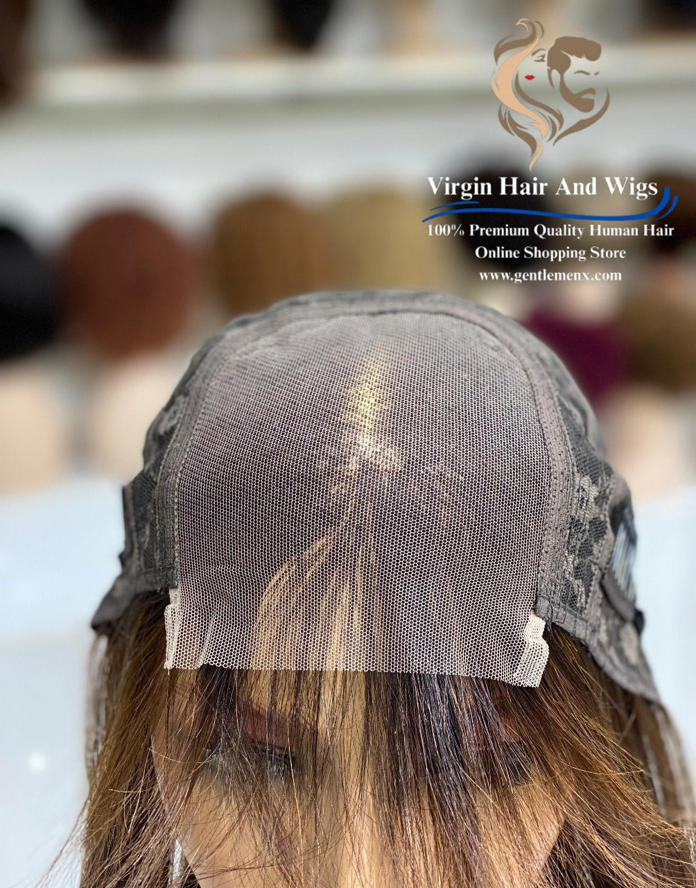 5x5 Lace Fringe Wig For Women 100% Human Hair Wigs With Bang straight 22'' T2/4#