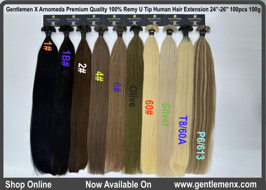 Arnomeda Premium Quality 100% Remy Nail Tip/U Tip Human Hair Extension 24”-26'' 100pcs 100g