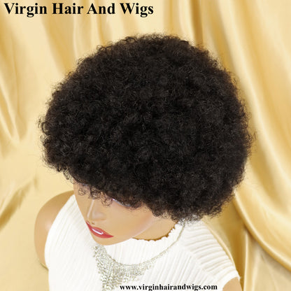 Short Afro Kinky Curly Wigs For Women Human Hair Remy Hair Human Hair Wigs Glue less Machine Made Wig