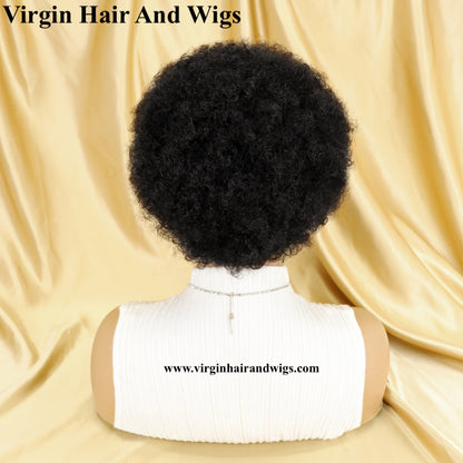 Short Afro Kinky Curly Wigs For Women Human Hair Remy Hair Human Hair Wigs Glue less Machine Made Wig