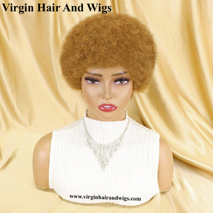 Short Afro Kinky Curly Wigs For Women Human Hair Remy Hair Human Hair Wigs Glue less Machine Made Wig