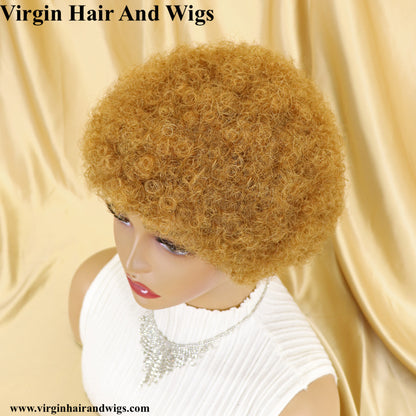 Short Afro Kinky Curly Wigs For Women Human Hair Remy Hair Human Hair Wigs Glue less Machine Made Wig