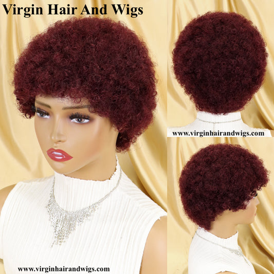 Short Afro Kinky Curly Wigs For Women Human Hair Remy Hair Human Hair Wigs Glue less Machine Made Wig