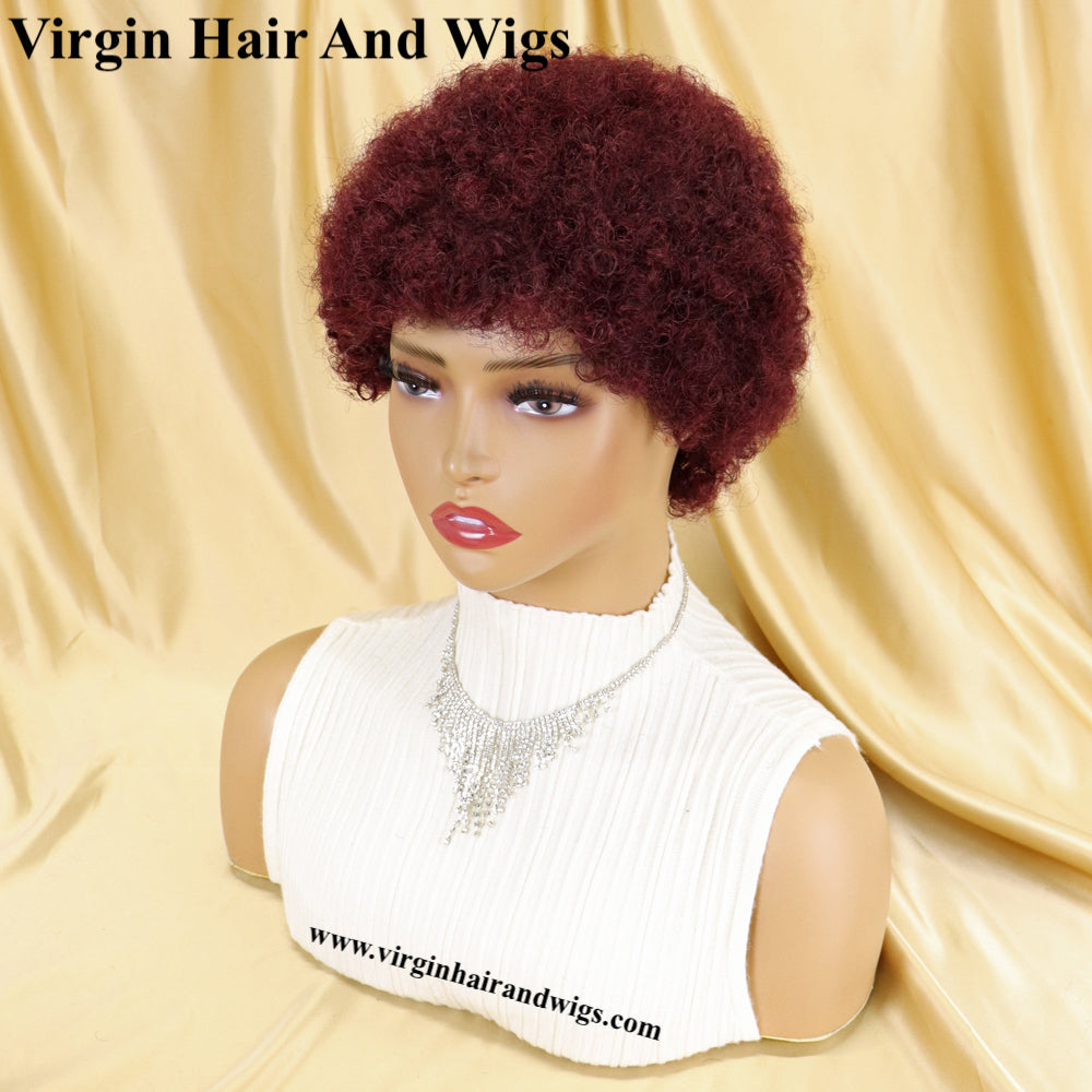 Short Afro Kinky Curly Wigs For Women Human Hair Remy Hair Human Hair Wigs Glue less Machine Made Wig