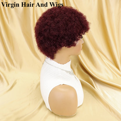 Short Afro Kinky Curly Wigs For Women Human Hair Remy Hair Human Hair Wigs Glue less Machine Made Wig