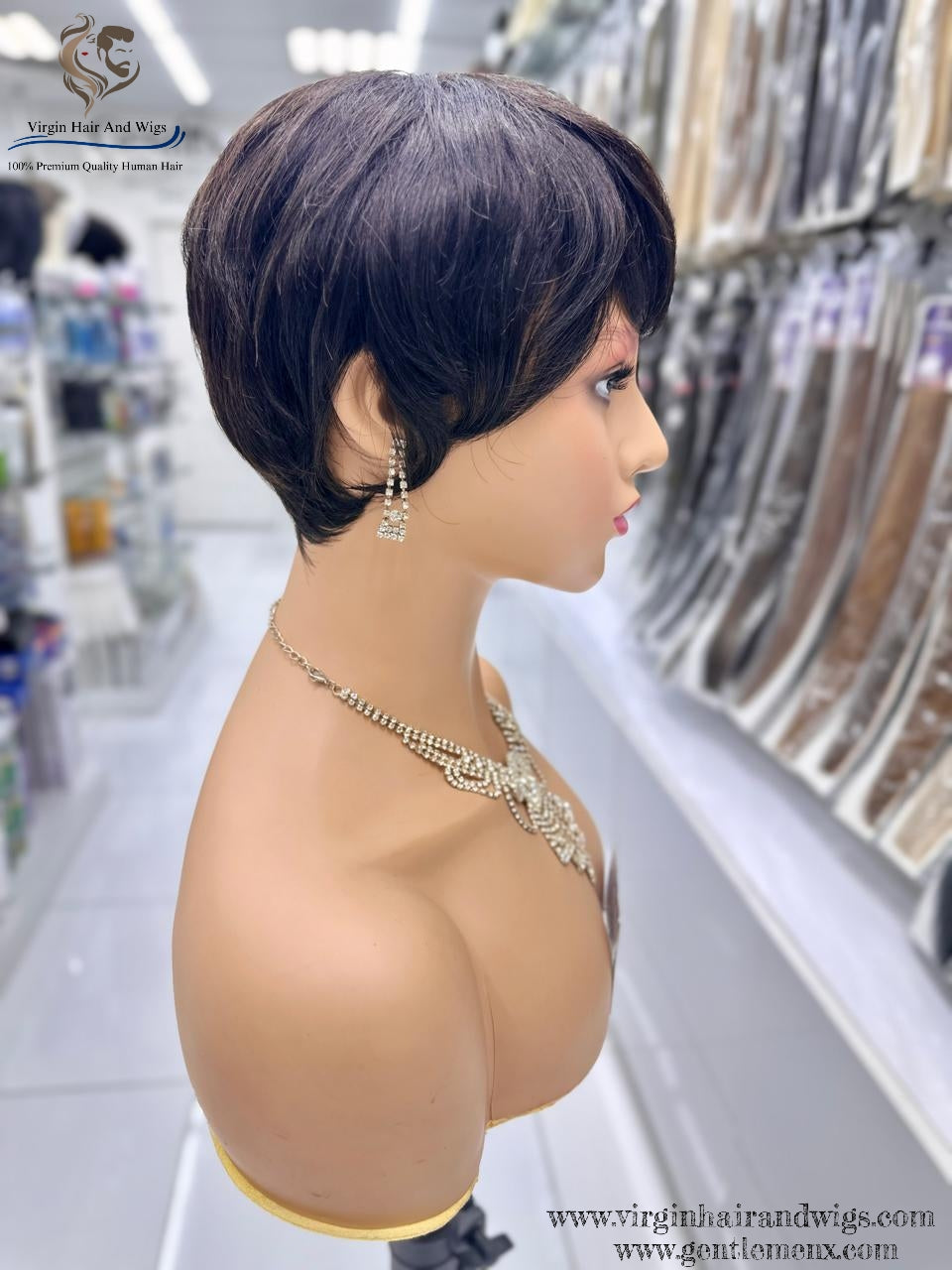 100% Short boy cut Human Hair wig M-FY1055 1B Natural