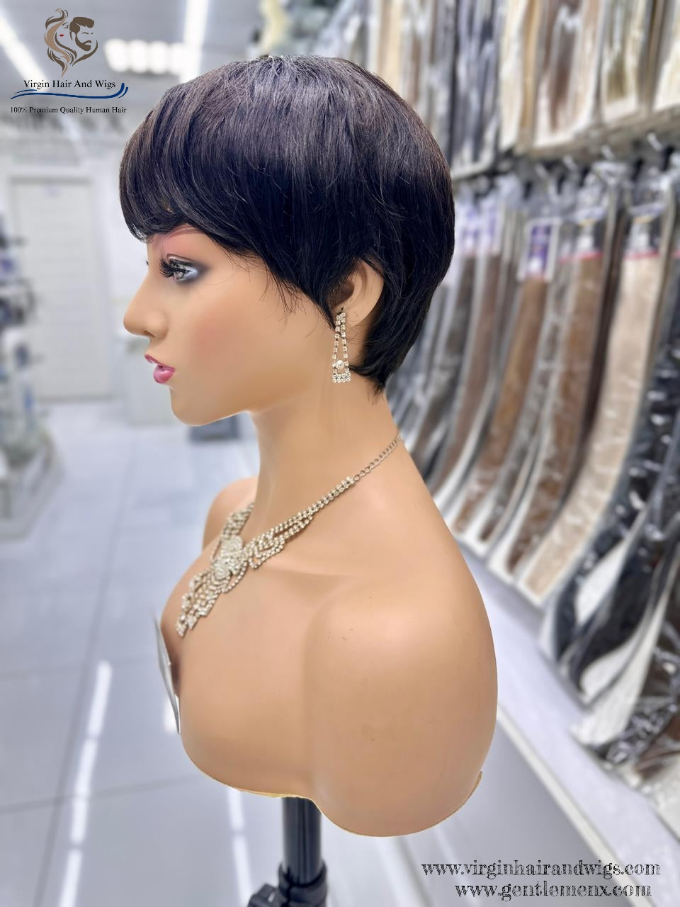 100% Short boy cut Human Hair wig M-FY1055 1B Natural