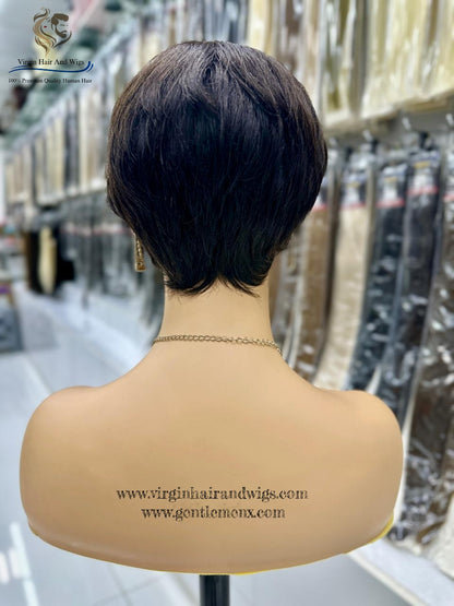 100% Short boy cut Human Hair wig M-FY1055 1B Natural