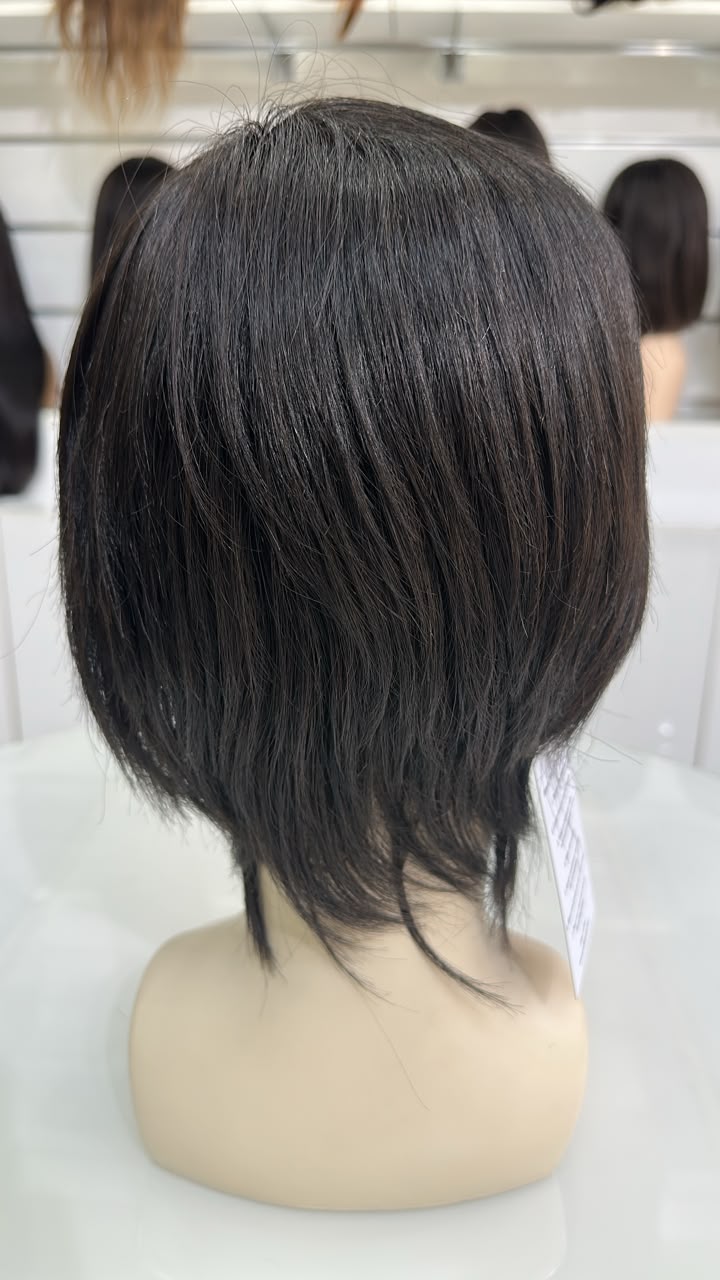 Jaxson Short Shag Pixie Wig Korean Style Textured Layers with Side Swept Bangs.