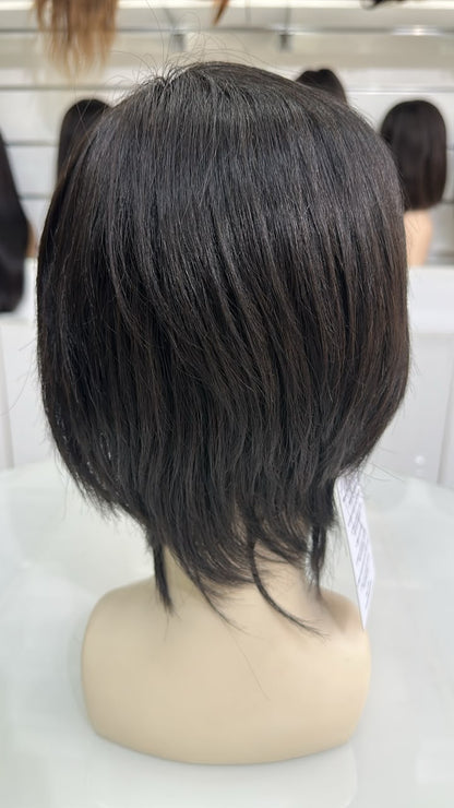 Jaxson Short Shag Pixie Wig Korean Style Textured Layers with Side Swept Bangs.