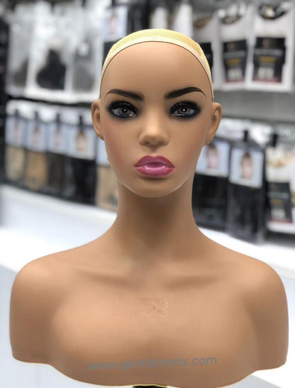 Realistic Female Mannequin Head with Shoulder for Display - Manikin Head with Shoulder for Wig/Jewelry/Makeup/Hat/Sunglass Display