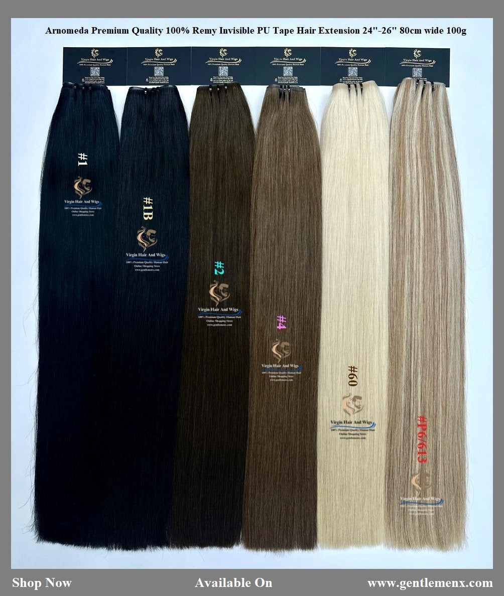 Arnomeda Straight 24''-26'' Invisible PU Skin Seamless Hair Extensions 100% Remy Real Weft Human Hair 100g