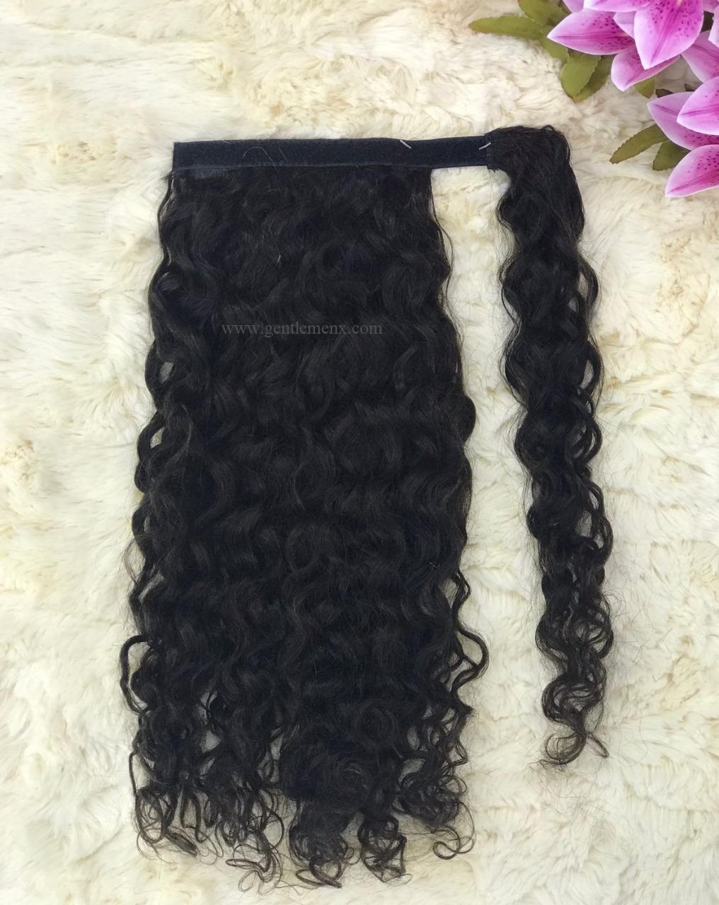 TGX Arnomeda 20''-22'' 100% Remy Human Hair Ponytail Extensions 140g 1B Natural Water Wave