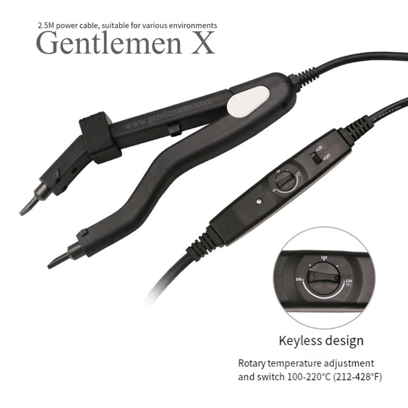 Gentlemen X Hot Fusion Mini ceramic sol head Iron Black Hair Styler Kit High Temperature Controllable Heat Iron