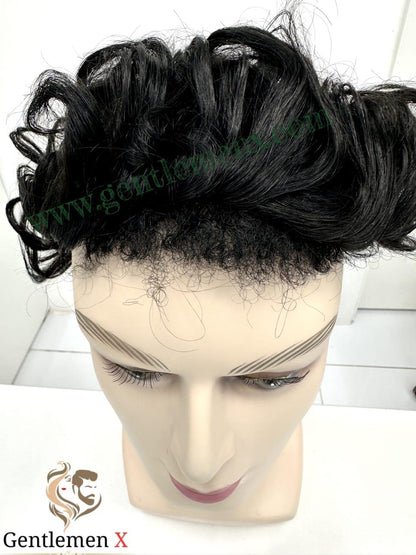 Su VIP miraj gold with baby hair 100% human hair,men's hair system,men's wig,men's topuee