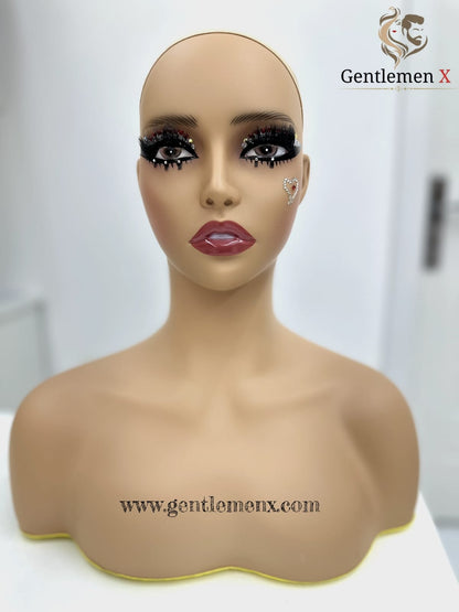 Realistic Female Mannequin Head with Shoulder for Display - Manikin Head with Shoulder for Wig/Jewelry/Makeup/Hat/Sunglass Display