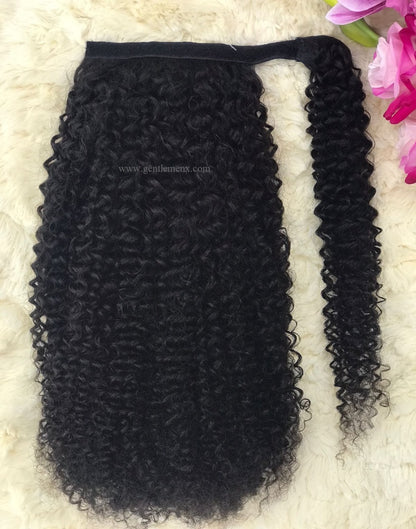 TGX Arnomeda 20''-22'' 100% Remy Human Hair Ponytail Extensions 140g Jerry Curls 1B Natural