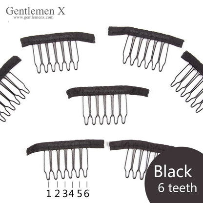 6 Teeth 12pcs Wig Combs Hair Clips For Weave Extensions Black Brown Color&nbsp; Sewing Hair Wig Clips Tools