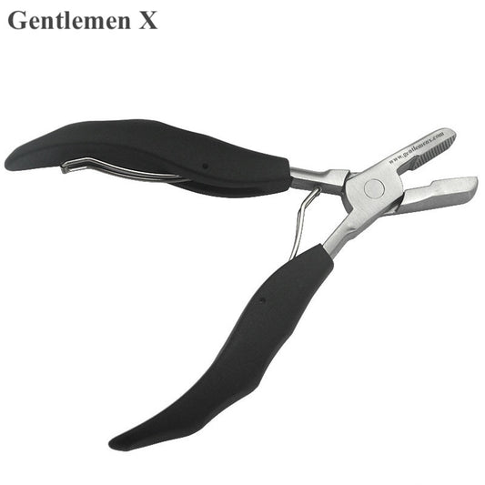 Gentlemen X  Black Flat Shape Plier with Small Grooves Pre-Bonded Hair Extension Clamp P002