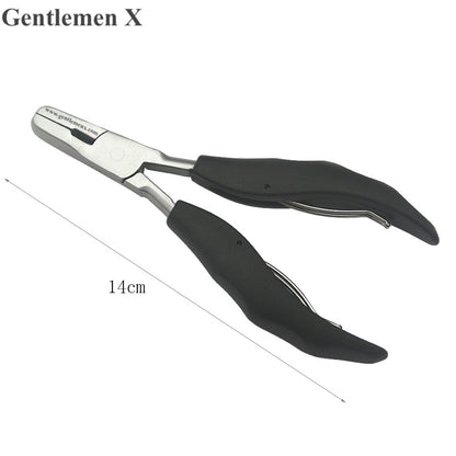 Gentlemen X  Black Flat Shape Plier with Small Grooves Pre-Bonded Hair Extension Clamp P002