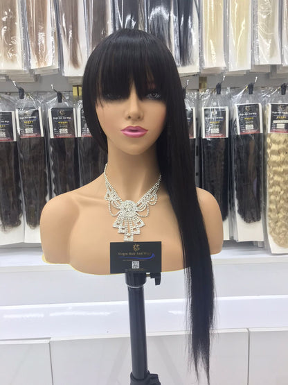 Fringe Wig For Women Human Hair Wigs With Bangs Full Machine Made Straight