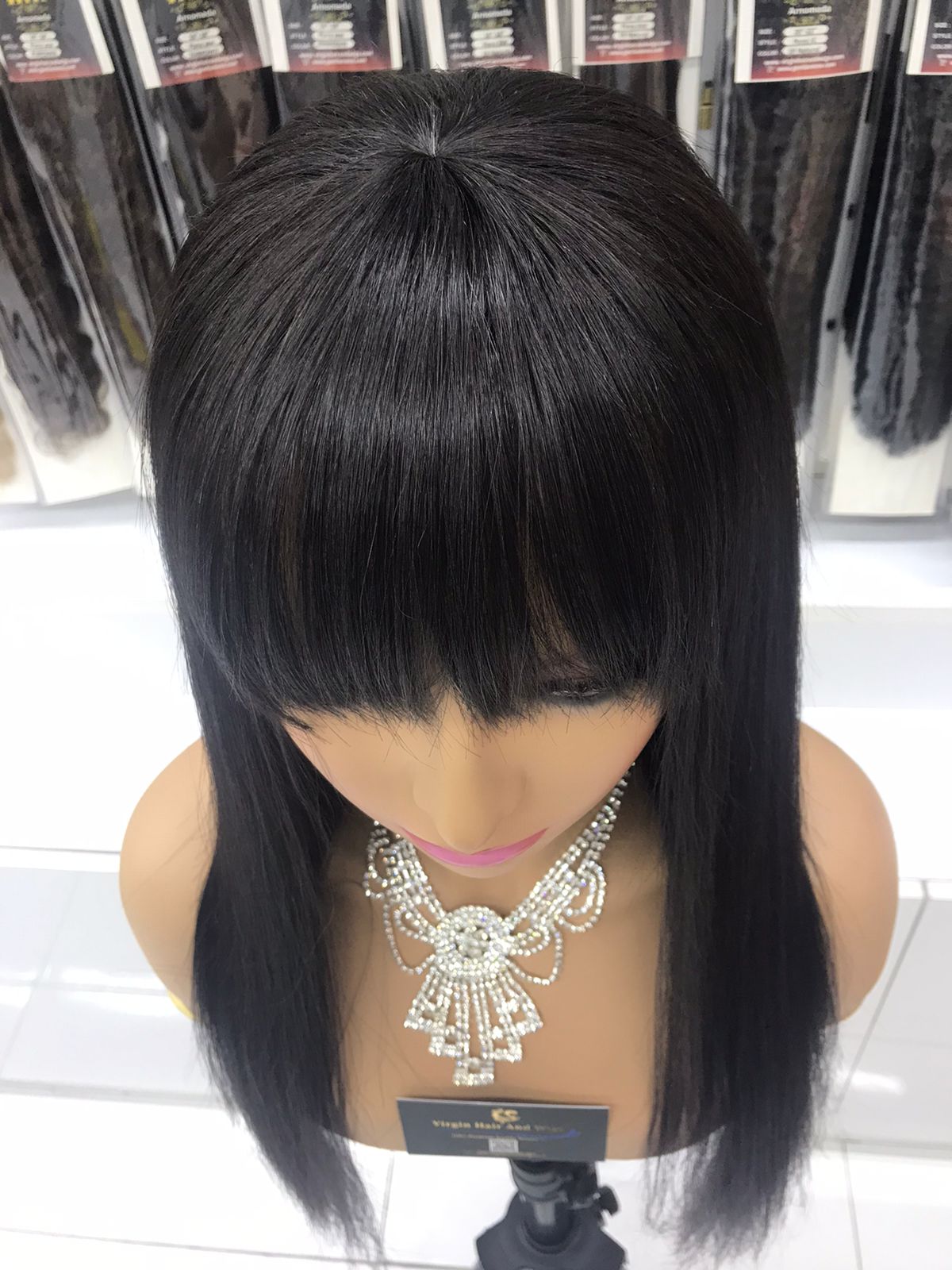 Fringe Wig For Women Human Hair Wigs With Bangs Full Machine Made Straight