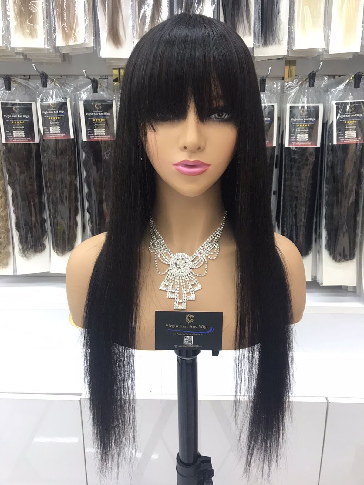 Fringe Wig For Women Human Hair Wigs With Bangs Full Machine Made Straight