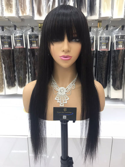 Fringe Wig For Women Human Hair Wigs With Bangs Full Machine Made Straight