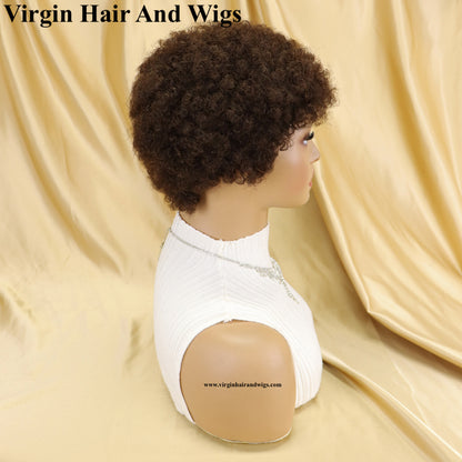 Short Afro Kinky Curly Wigs For Women Human Hair Remy Hair Human Hair Wigs Glue less Machine Made Wig