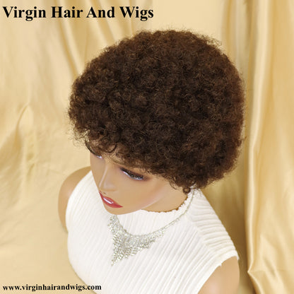 Short Afro Kinky Curly Wigs For Women Human Hair Remy Hair Human Hair Wigs Glue less Machine Made Wig