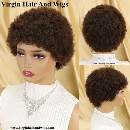 Short Afro Kinky Curly Wigs For Women Human Hair Remy Hair Human Hair Wigs Glue less Machine Made Wig