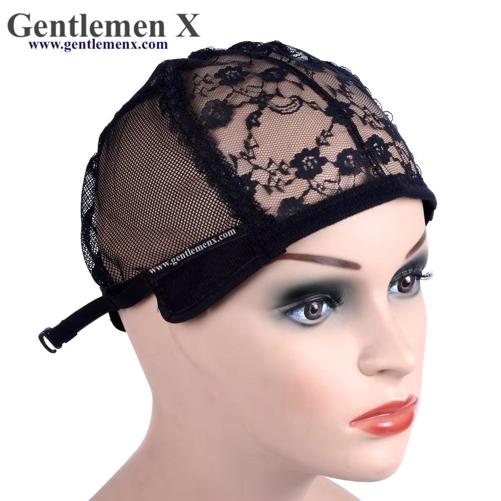 Lace Wig Caps for Making Wigs Hair Weaving Stretch Adjustable Wig Cap Black Dome Cap for Wig Hair Nets