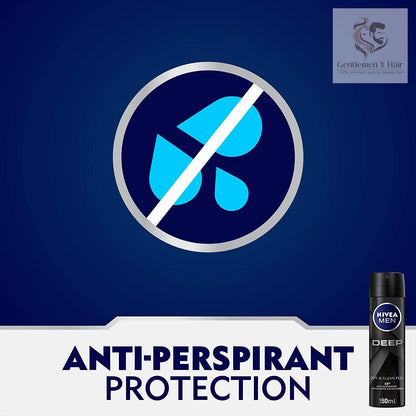 Nivea Men Antiperspirant Spray For Men, Deep Black Carbon Antibacterial, Dark Wood Scent, 150Ml