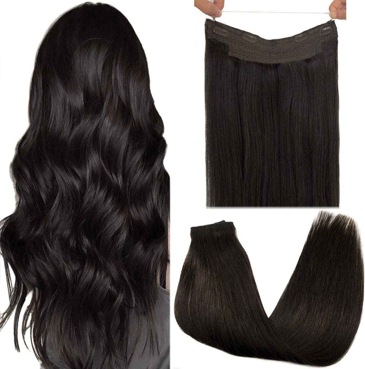 Arnomeda Halo Hair Extension 100% Human Hair Flip In 120g