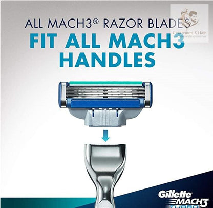 Gillette Mach3 Turbo Razor Handle and Refills x 2