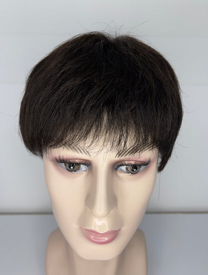 Men's Wig 100% Human Natural Black Short Hair Full Lace Wig 2# 6262