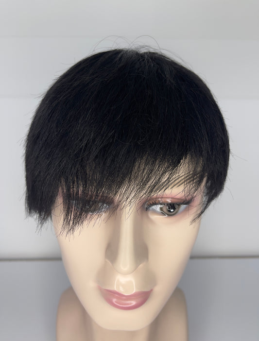 Men's short Wig 100% Human Hair Natural Black 1B M7027