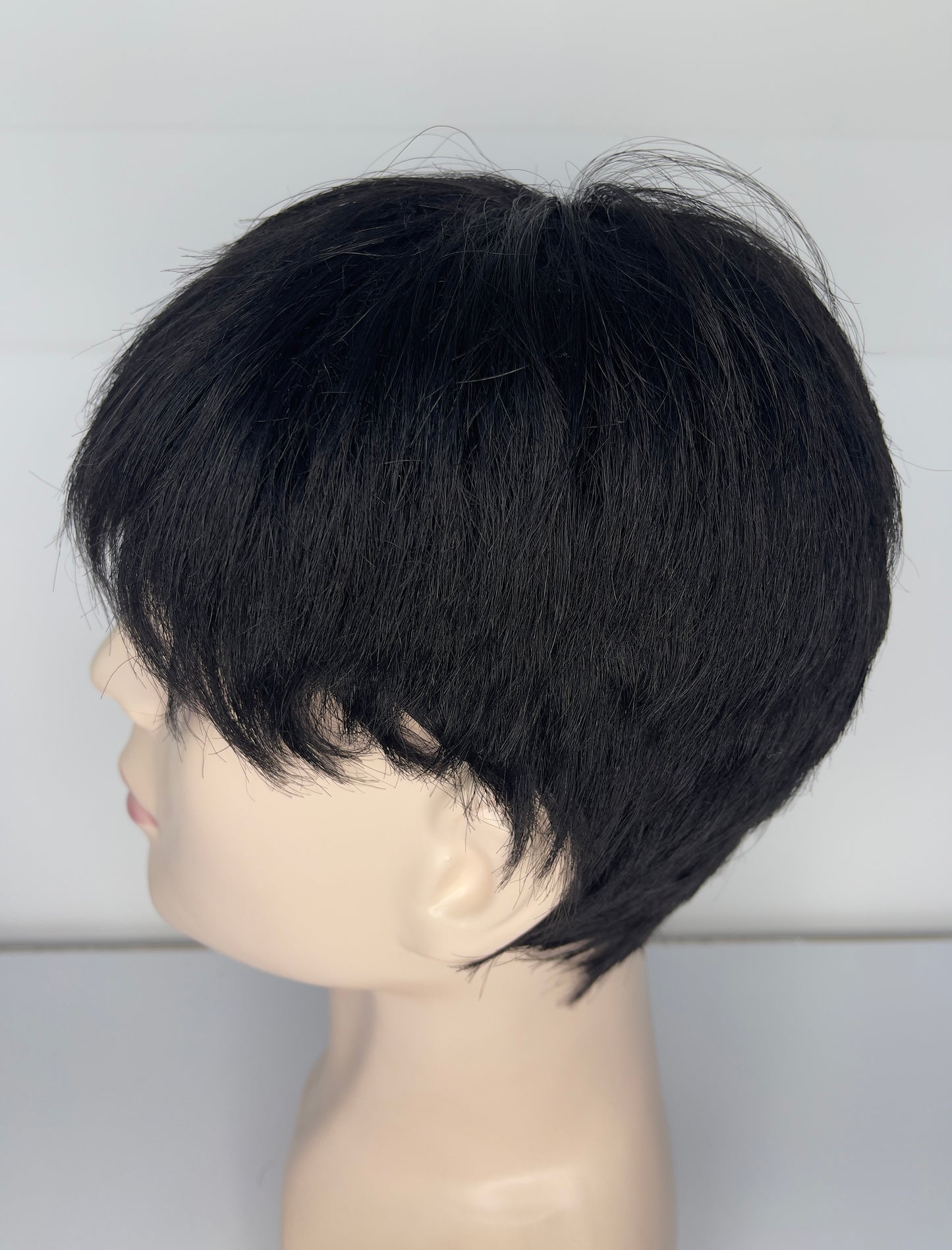 Men's short Wig 100% Human Hair Natural Black 1B M7027