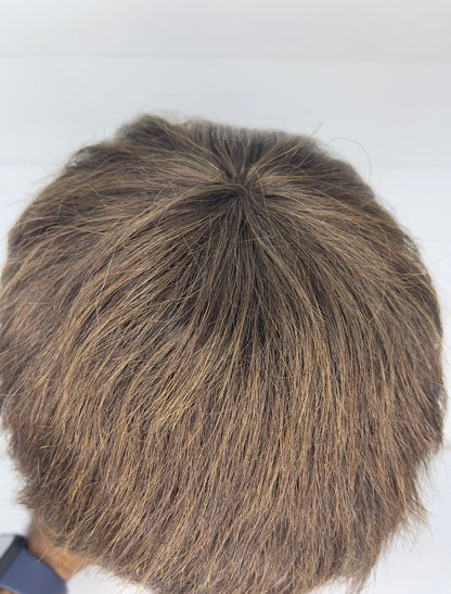 Men's short Wig 100% Human Hair Dark Brown M7027