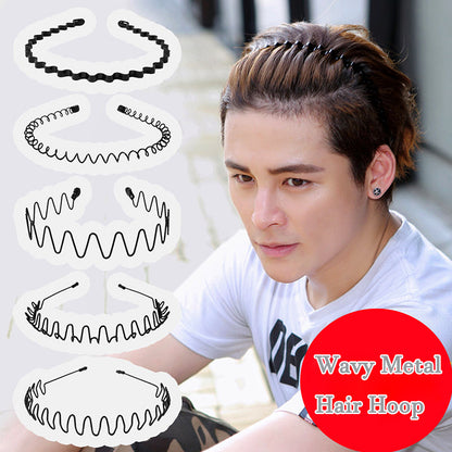 Unisex Black Wavy Hairband Men Women Washing Headband Scrunchy Styling Tools Accessories Headwear Hair Head Hoop Bands