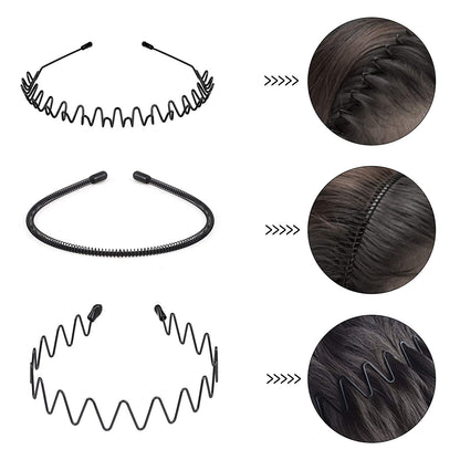 Unisex Black Wavy Hairband Men Women Washing Headband Scrunchy Styling Tools Accessories Headwear Hair Head Hoop Bands